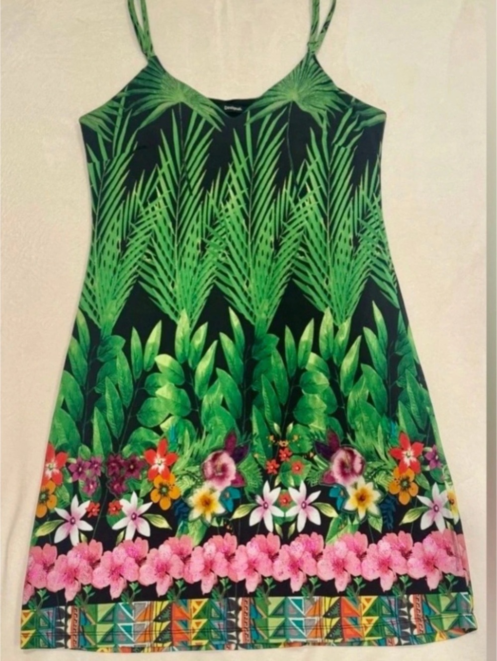 Desigual Annette Tropical Palm Floral Slip Dress XL (Fits M/L)